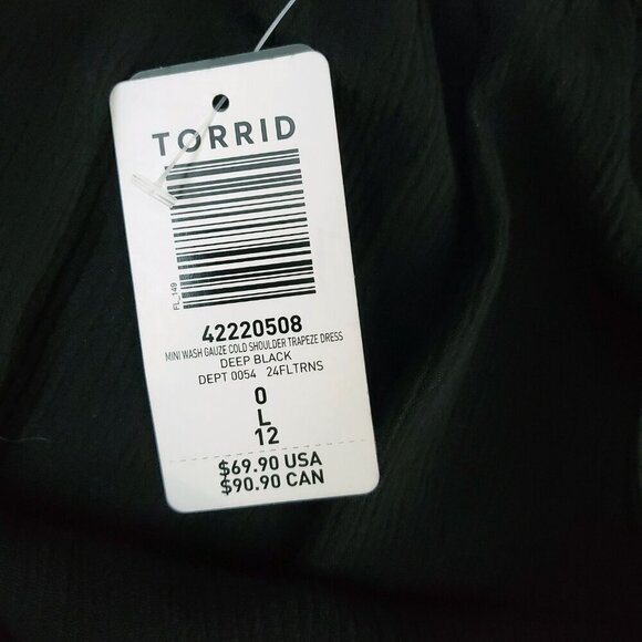 Torrid NWT Mini Gauze Cold Shoulder Trapeze Dress Black  Size L (0) - Picture 11 of 16